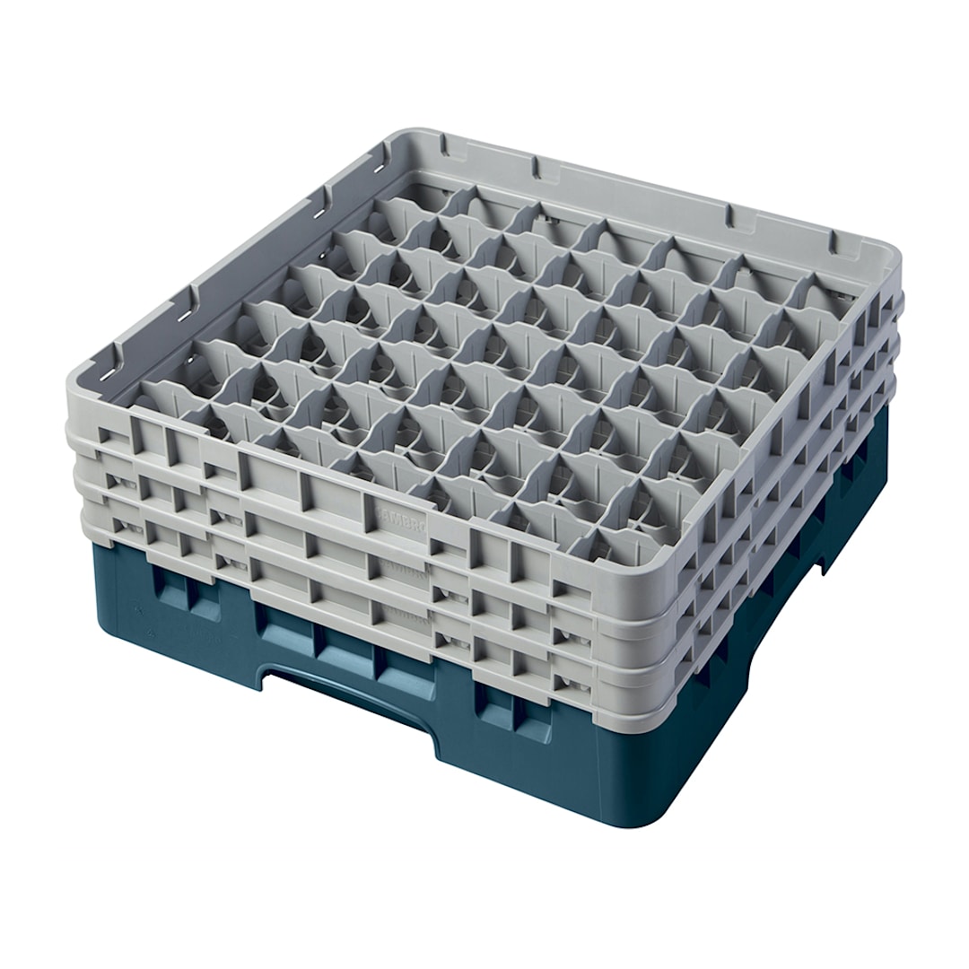Cambro 30S638414 Teal 30 Compartment Glass Rack with 3 Extenders