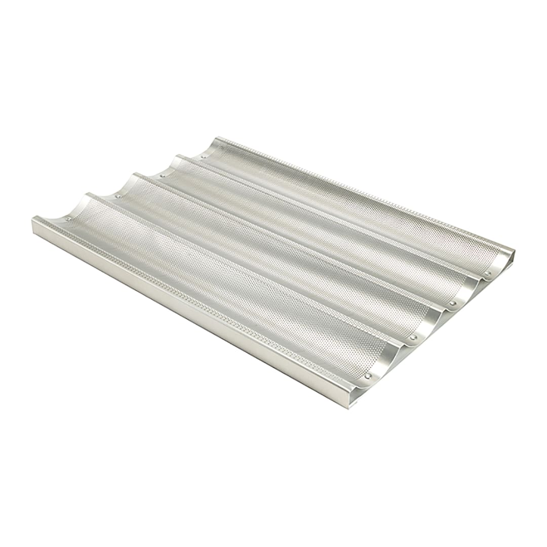 Winco ABPN-4 16 Gauge 4 Mold Baguette Pan with Silcone Glaze