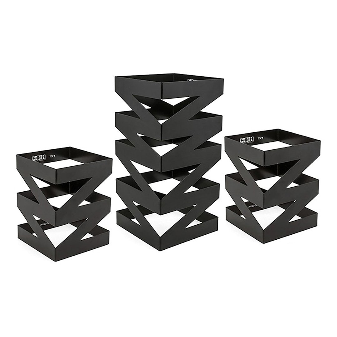Front Of The House BRI006BKI28 3 Piece Matte Black Zig Zag Riser Set