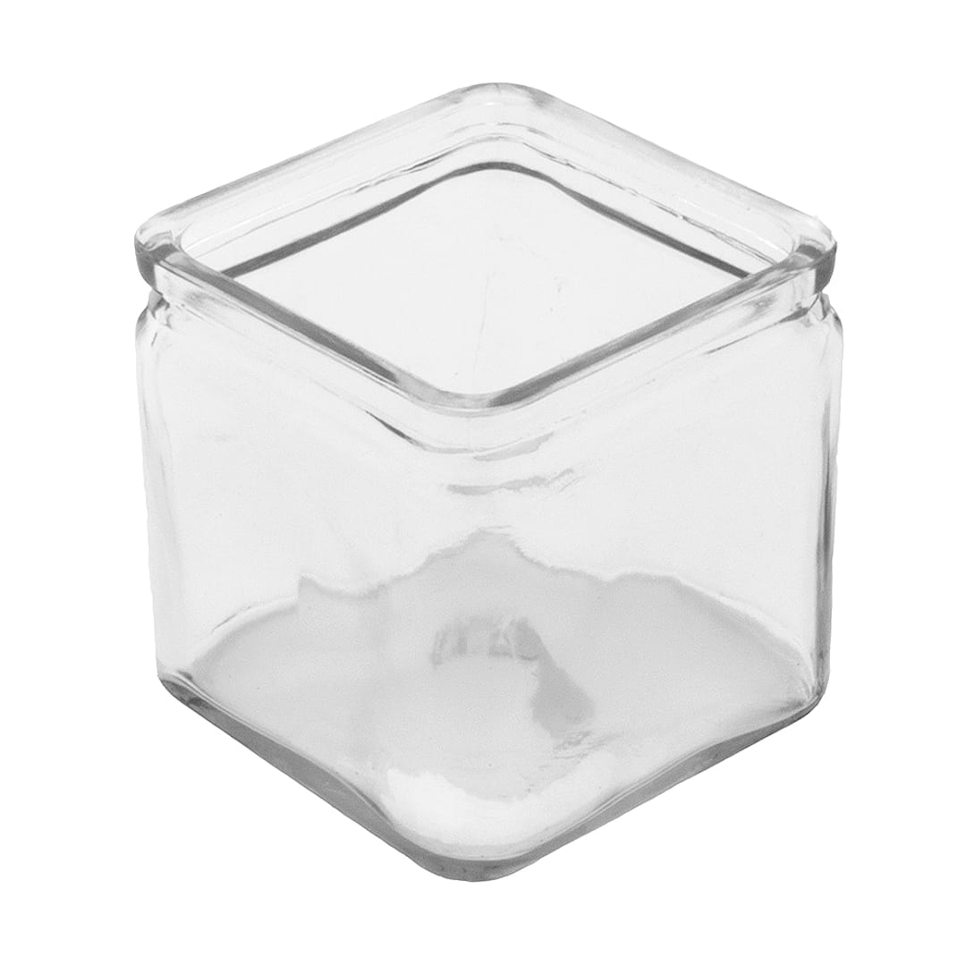 G.E.T. GL-444 Clear 4" x 4" x 4" Glass Jar