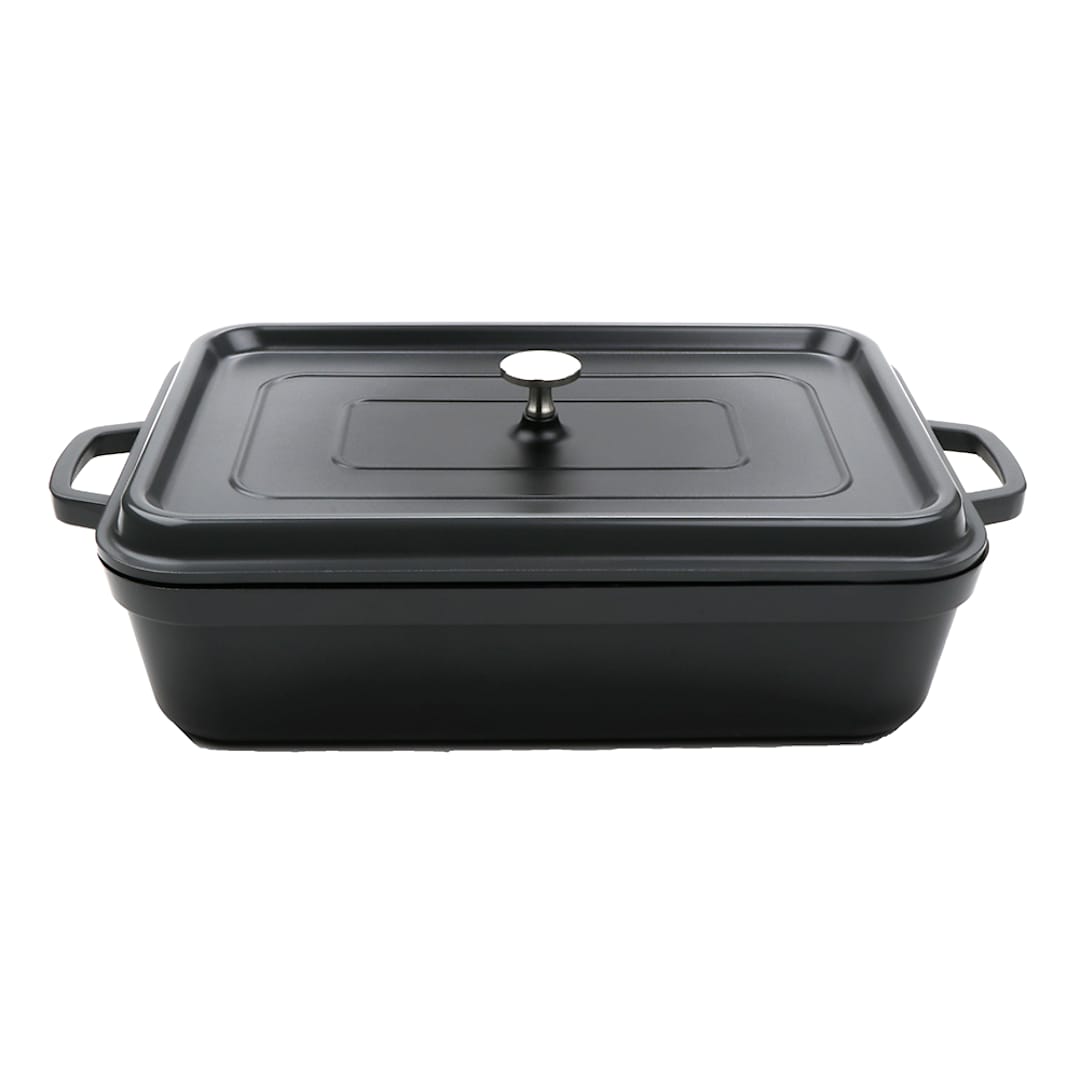 G.E.T. CA-017-GR/BK Heiss Gray Rectangle 7.5 Quart Roaster