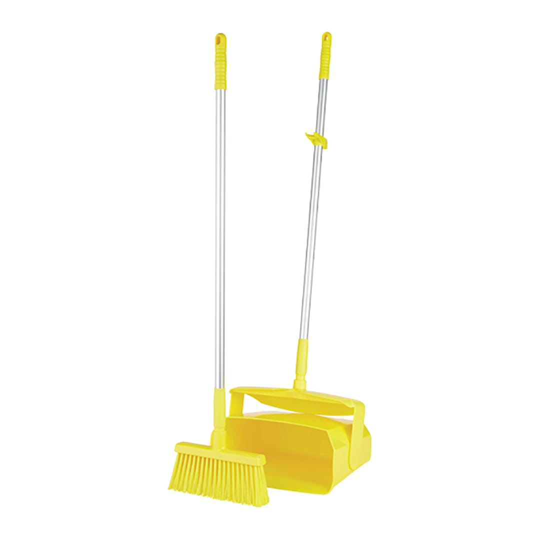 Remco 62506 Yellow Lobby Dustpan with Lobby Broom