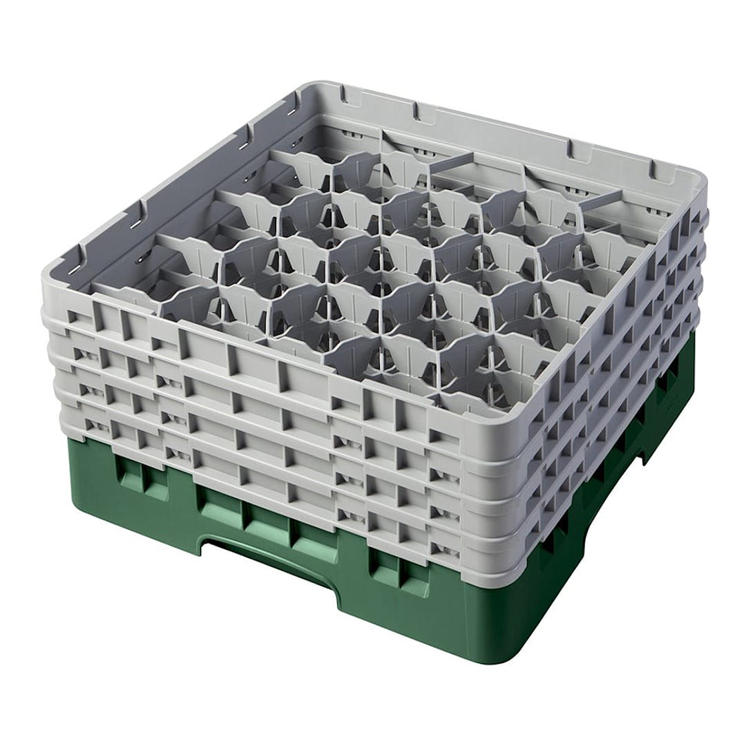 Cambro 20S800119 Green 20-Cmpt Glass Rack with 4 Extenders