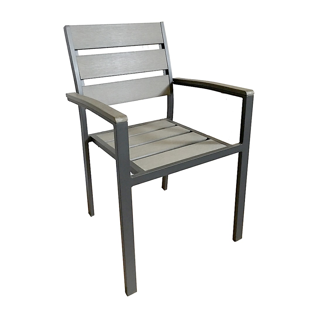 Just Chair PW80118A Grey Outdoor Stacking/Arm Chair