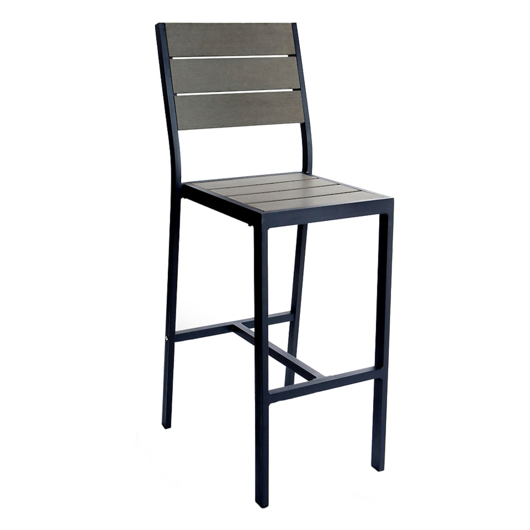 Just Chair PW80130 Antique Grey Outdoor Aluminum Barstool