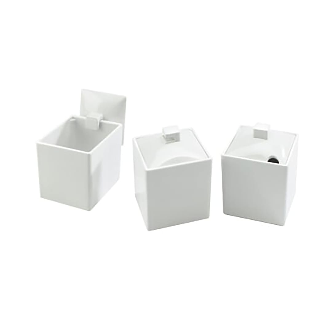 Cal-Mil C1432NL White Melamine Notched Lid f/ 4 x 4 Square Jar