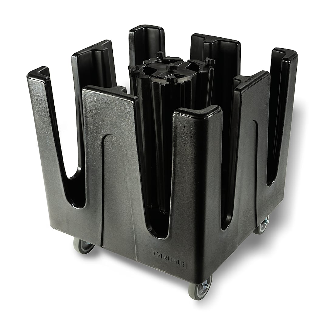 Carlisle ADS403 Black 4-Section Optimizer Dish Cart with Casters