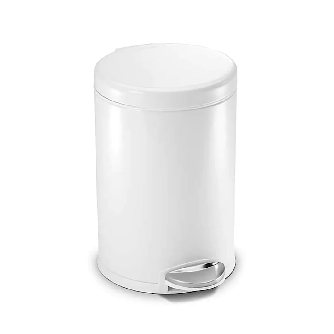 Simple Human CW1853 White Steel 4.5 L Step-On Waste Can