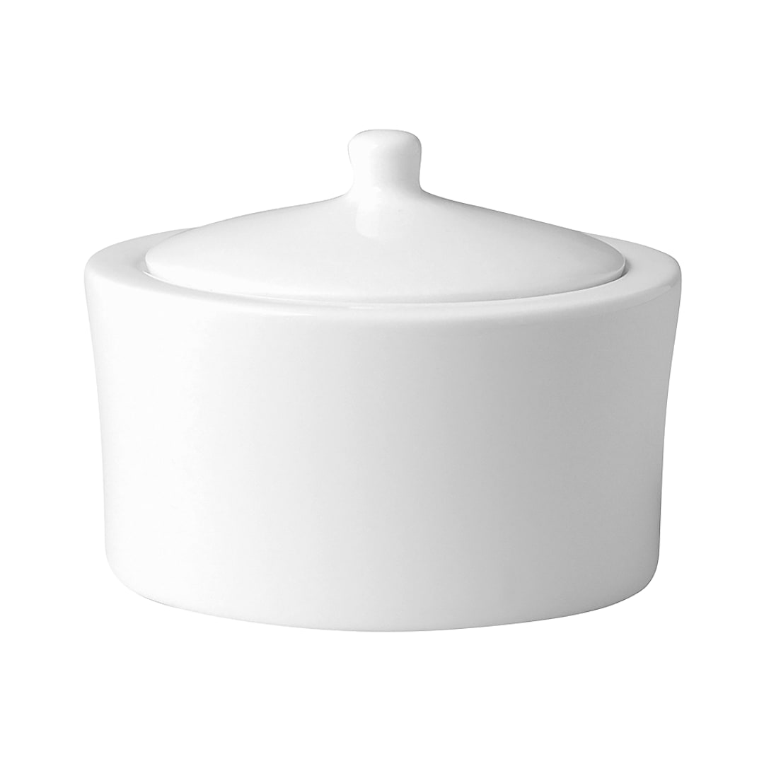 RAK Porcelain FDSU22 Fine Dine White 7.5 Oz Sugar Bowl w/ Lid - 6 / CS