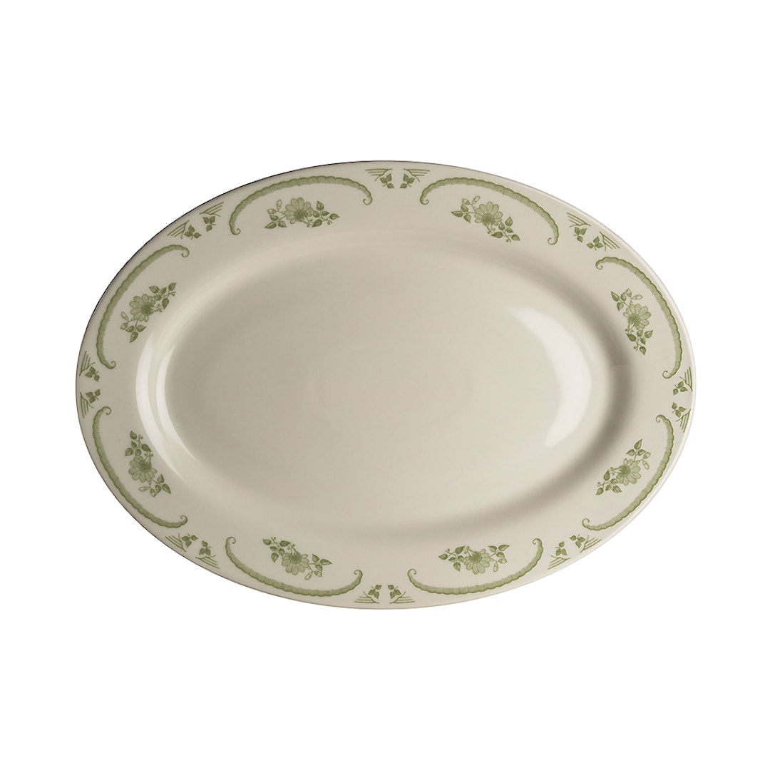 Homer Laughlin HL1539885 American Rose Moss 9.5 x 6.75" Platter
