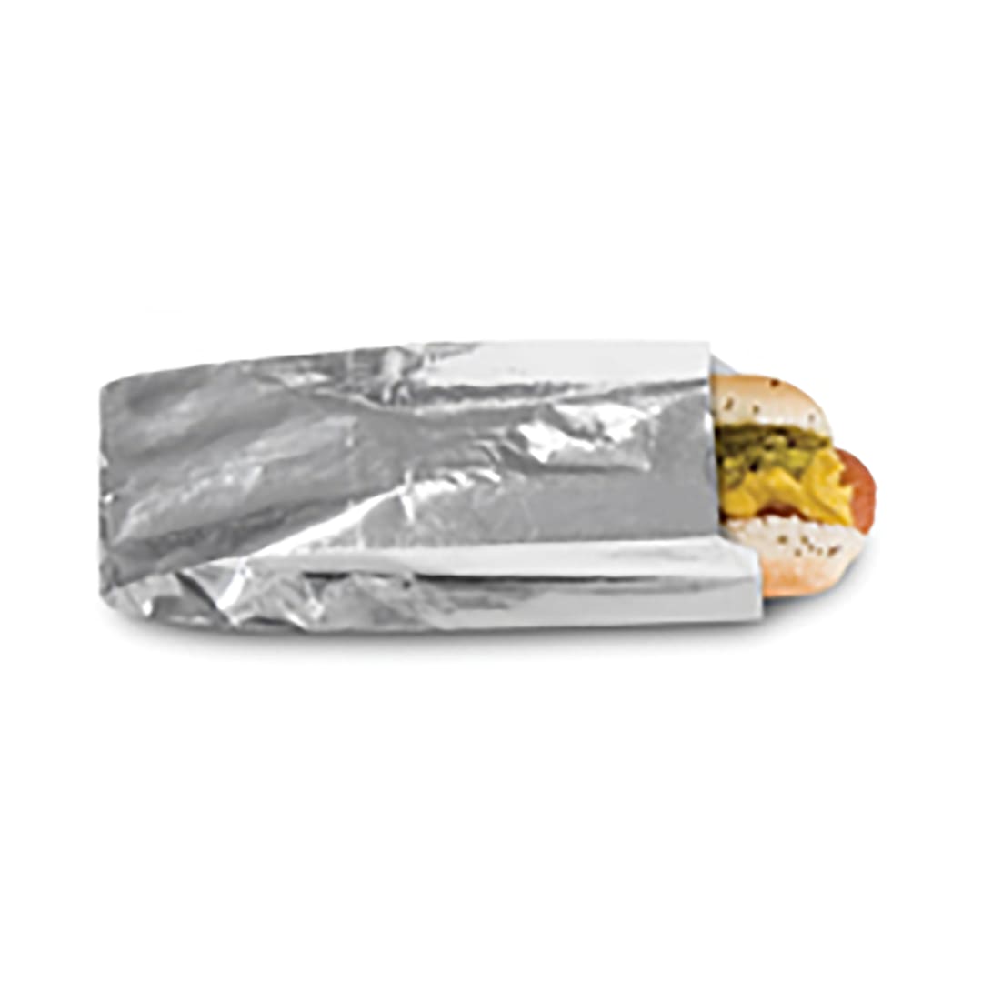 Darling Foodservice Silver Foil/Paper 8.5 x 3.5 Hot Dog Bag - 1000 / CS