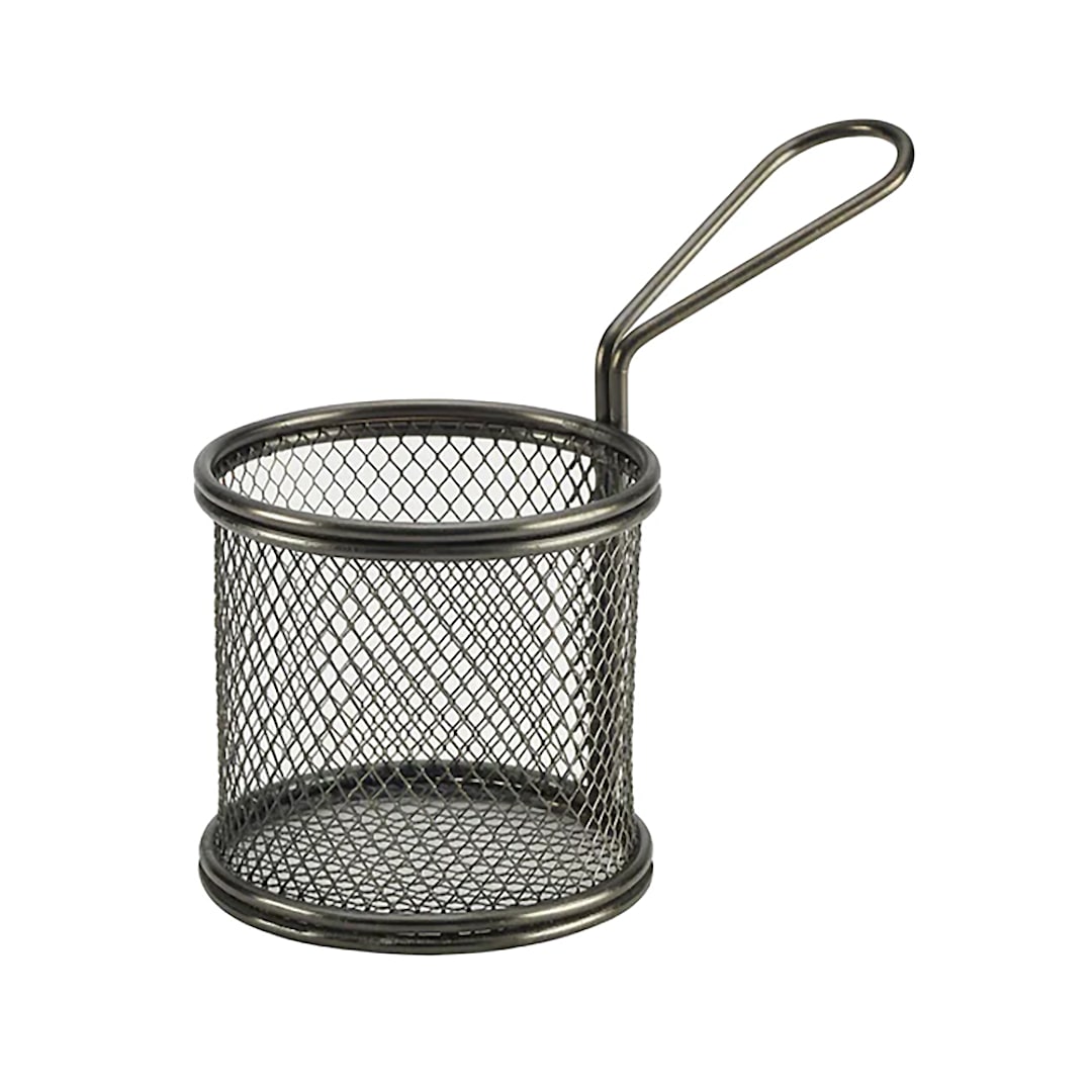 Steelite GWSVBR09BK S/S Black 6.75" Fry Basket - 6 / CS