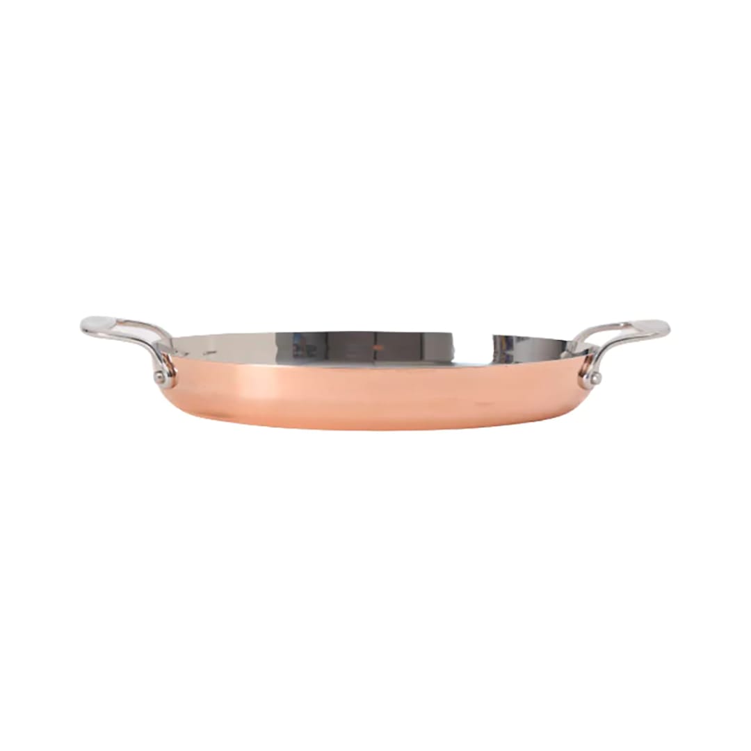 Tuxton China RRVS-100 Copper Tri-Ply 10.25 x 7.31 x 1.63 in. Oval Pan