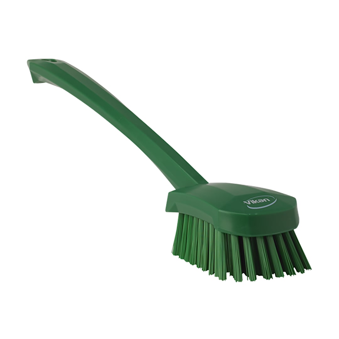 Vikan 41862 Green Stiff Long Handle 16.3" Scrub Brush