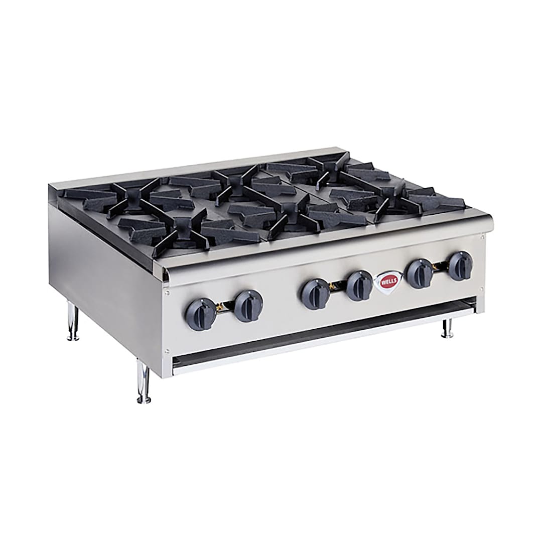 Wells HDHP-3630G 6-Burner Natural Gas Countertop Hot Plate