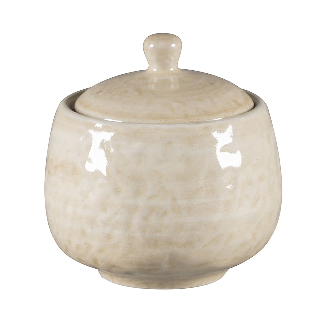 RAK Porcelain KSSU25VL Krush Vanilla 8.5 oz Sugar Bowl w/ Lid - 6 / CS
