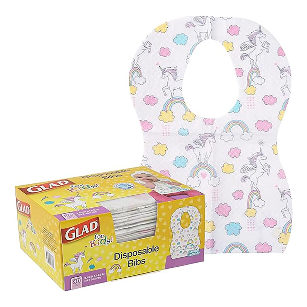 Darling Foodservice Unicorn Paper Kids Bib w/ Crumb Catcher