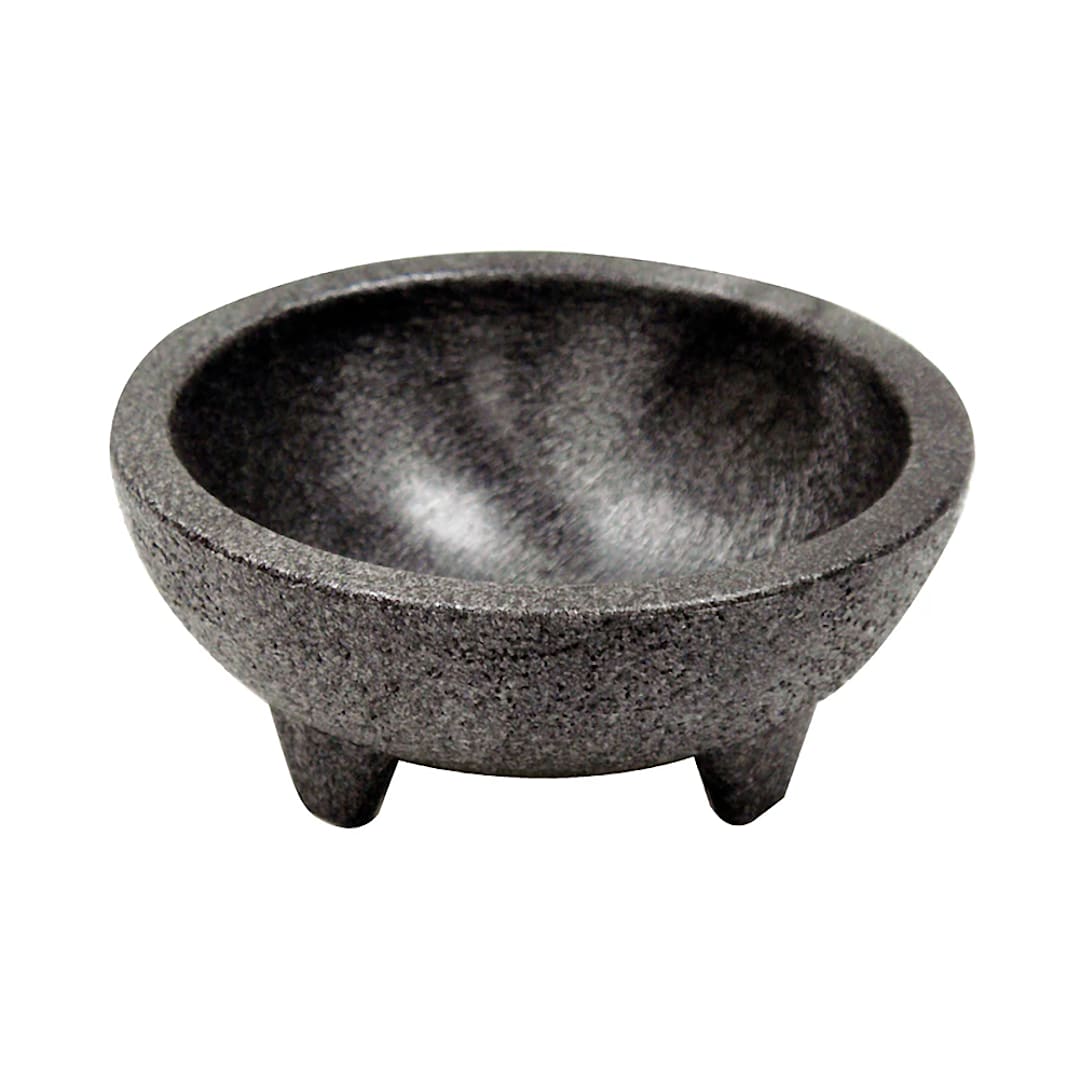 Winco PMSB-4 Black Plastic 4 ounce Molcajete Bowl - 4 / PK
