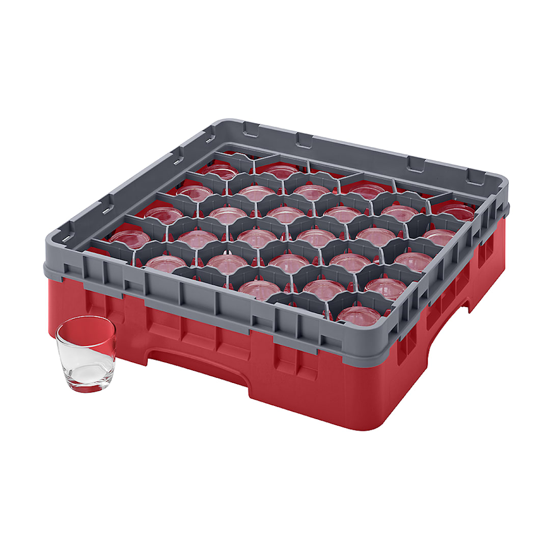 Cambro 30S318163 Red 30 Cmpt Glass Rack with 1 Extender - 5 / CS