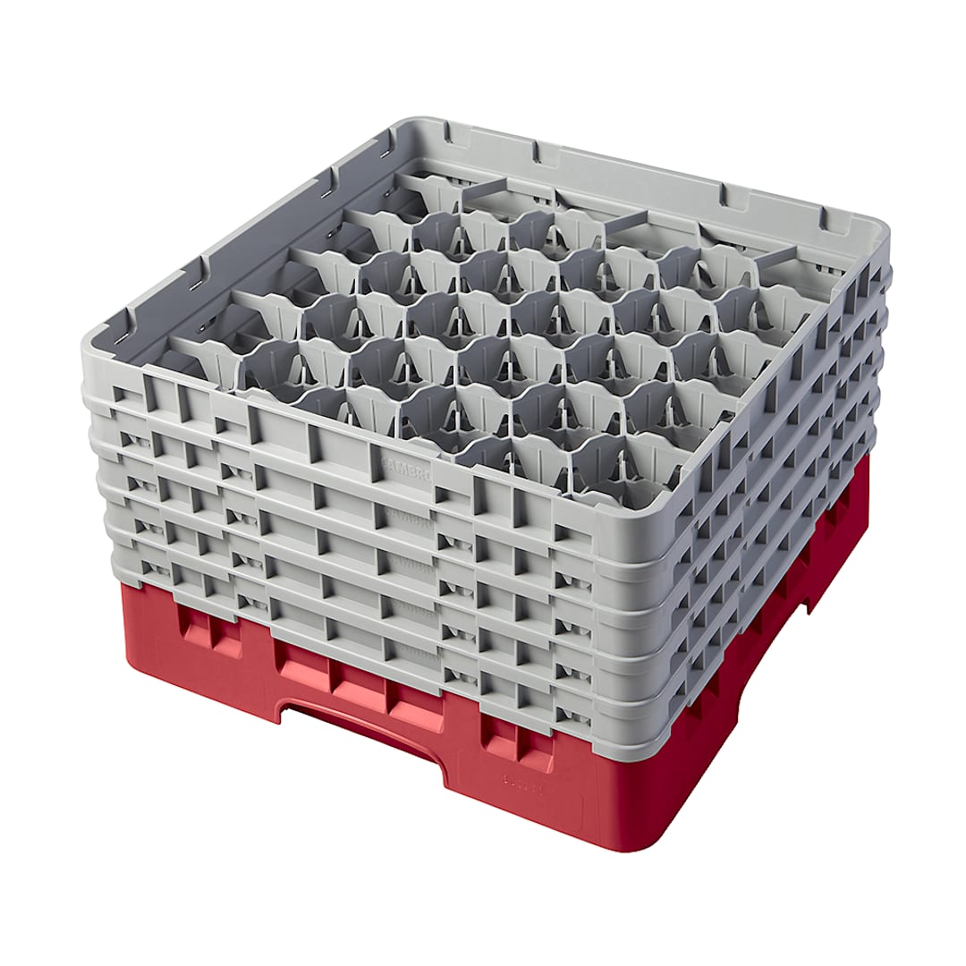 Cambro 30S958163 Red 30 Cmpt Glass Rack with 5 Extenders - 2 / CS