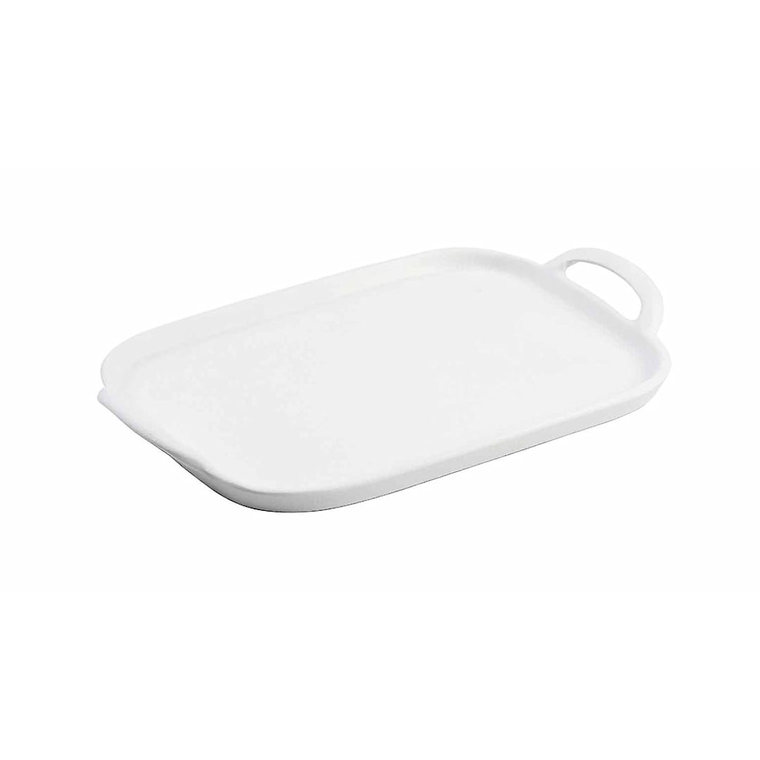 TableCraft 11493 White 14 x 10" Rectangular Serving Tray