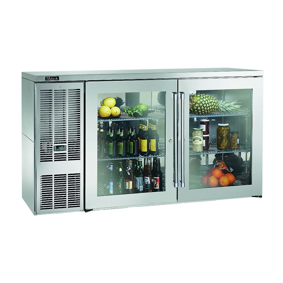 Perlick BBS60-SG-L-STK Glass 2 Section 60"W Back Bar Refrigerator