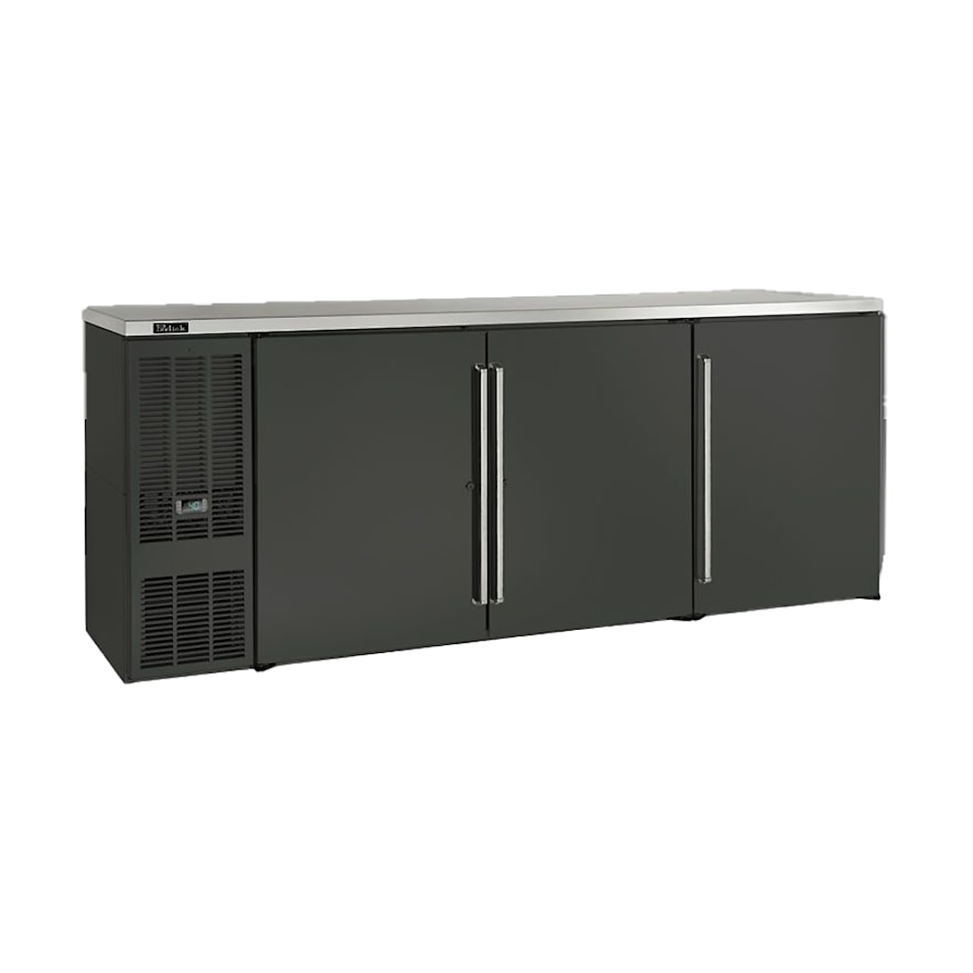 Perlick BBS84-BS-L-STK Black 3 Section 84"W Back Bar Refrigerator