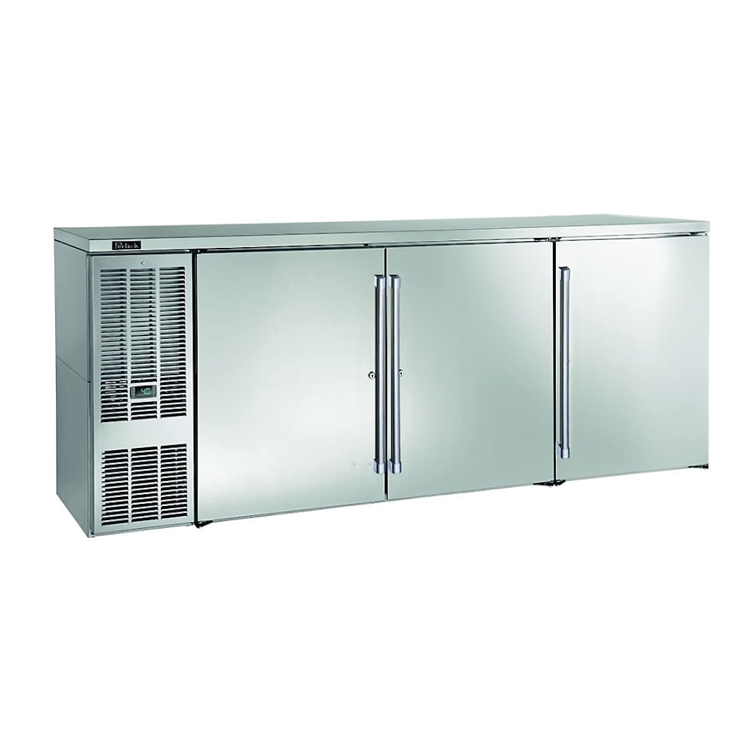 Perlick BBS84-SS-L-STK S/S 3 Section 84"W Back Bar Refrigerator