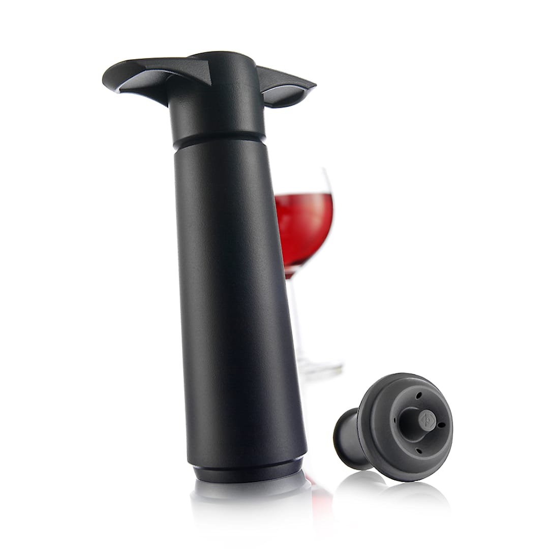 Vacu Vin 0854460 Black Plastic Wine Pump with Stopper