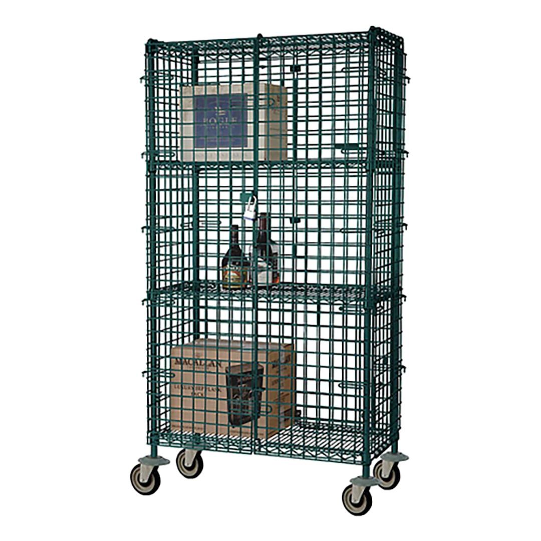 Darling Foodservice Green Mobile 3 Shelf 24 x 48 x 63 in Security Cage