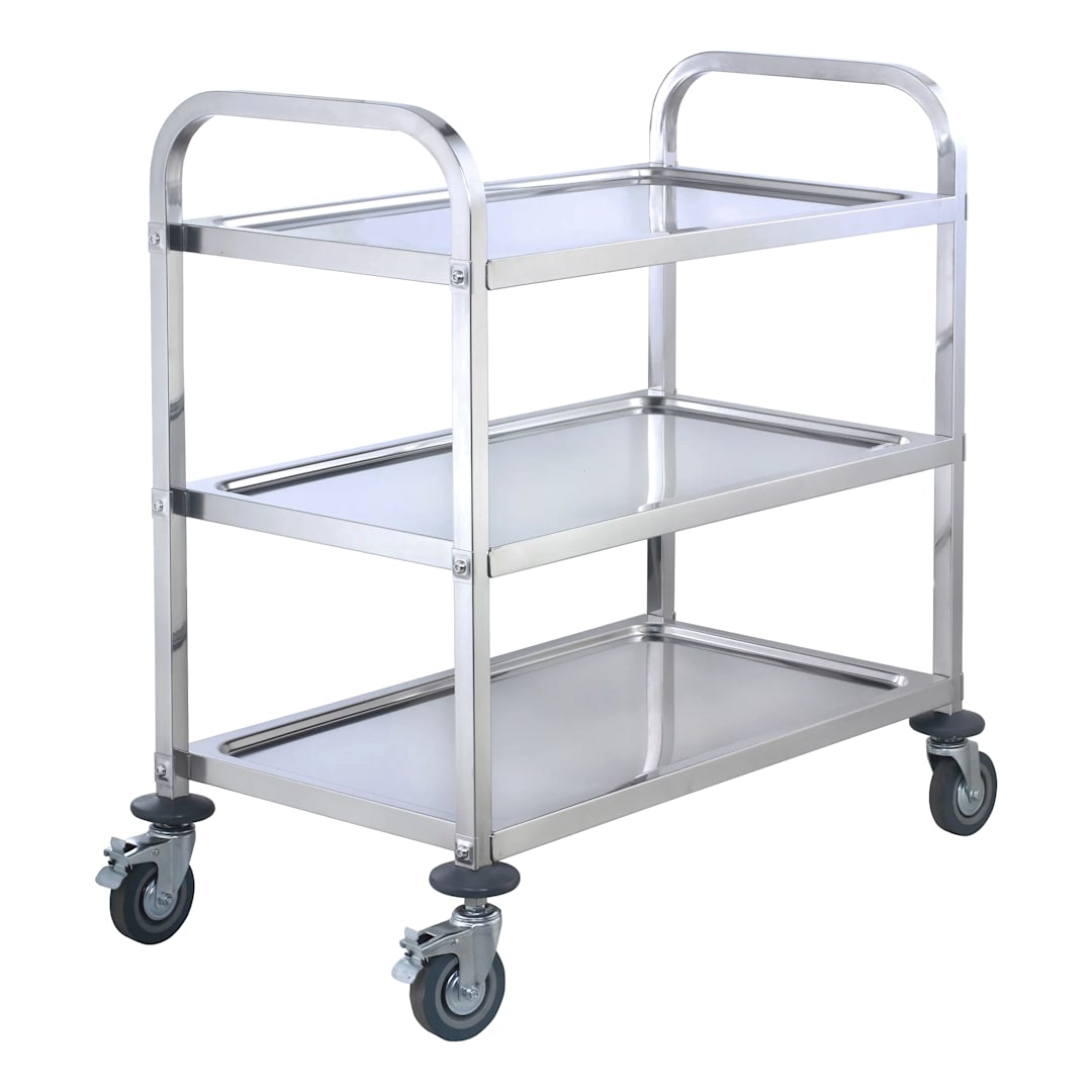 Winco SUC-50 S/S 37 x 19 x 37" 3-Shelf Cart Set w/ 2 Handles