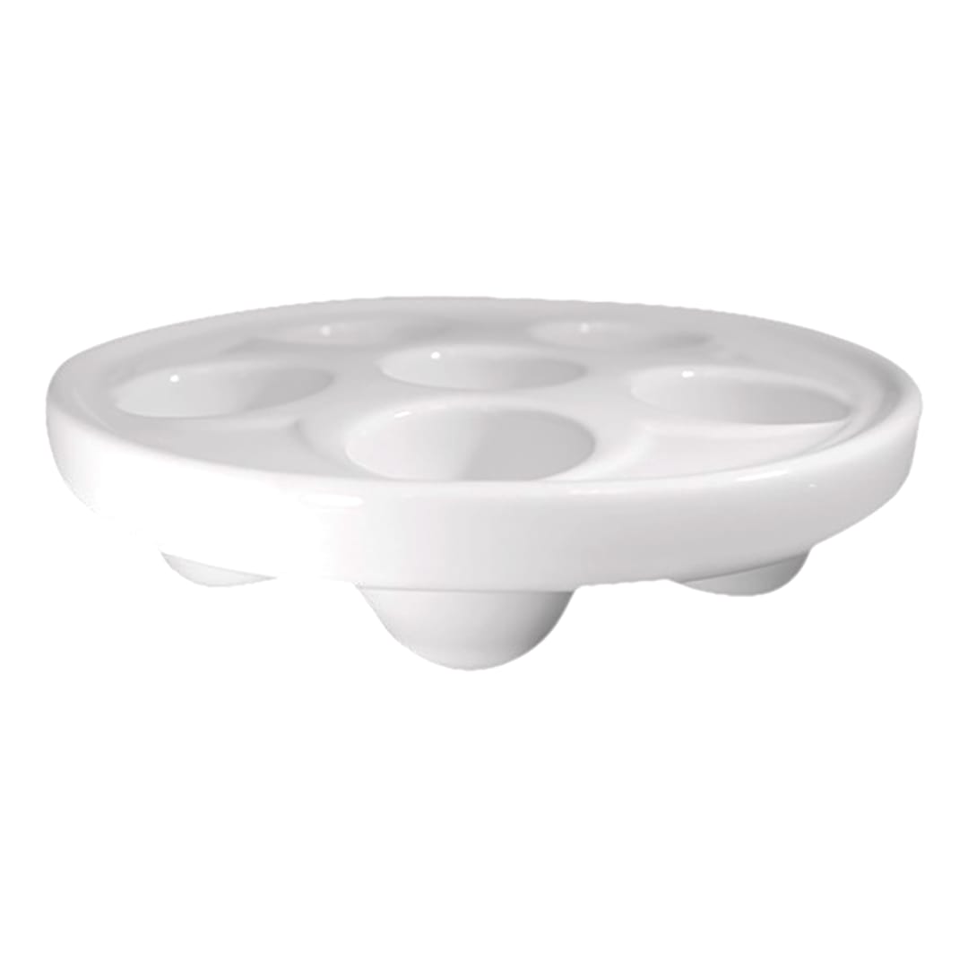 Hall China HL11660AWHA White 6-Hole Escargot Plate