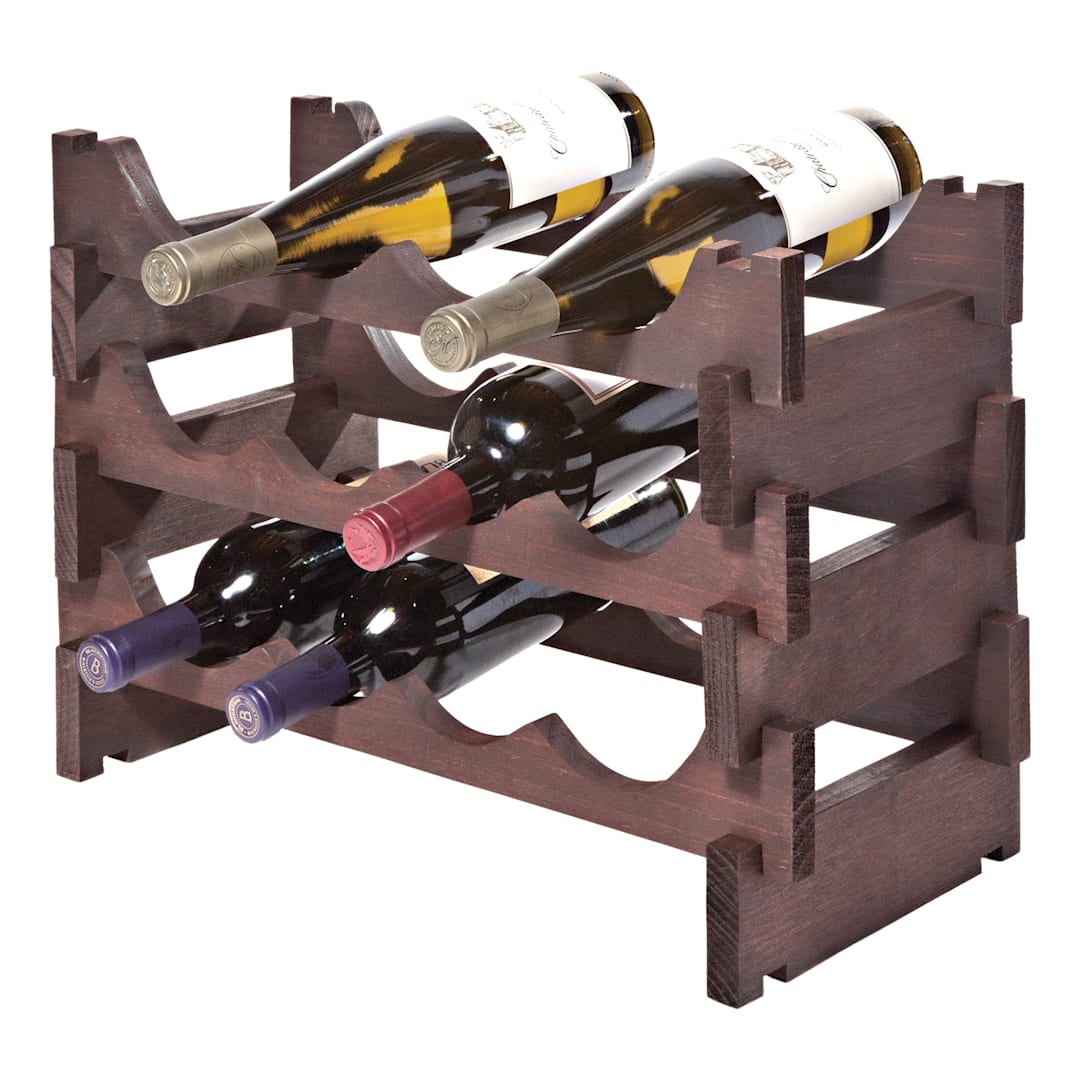 Franmara 4590DSETSW Stained 12 Bottle Capacity 3-Tier Wine Rack Set