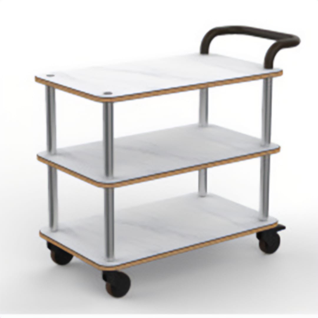 Steelite MGCRNX01CSXX White Rollin Service Cart w/ Leather Handle