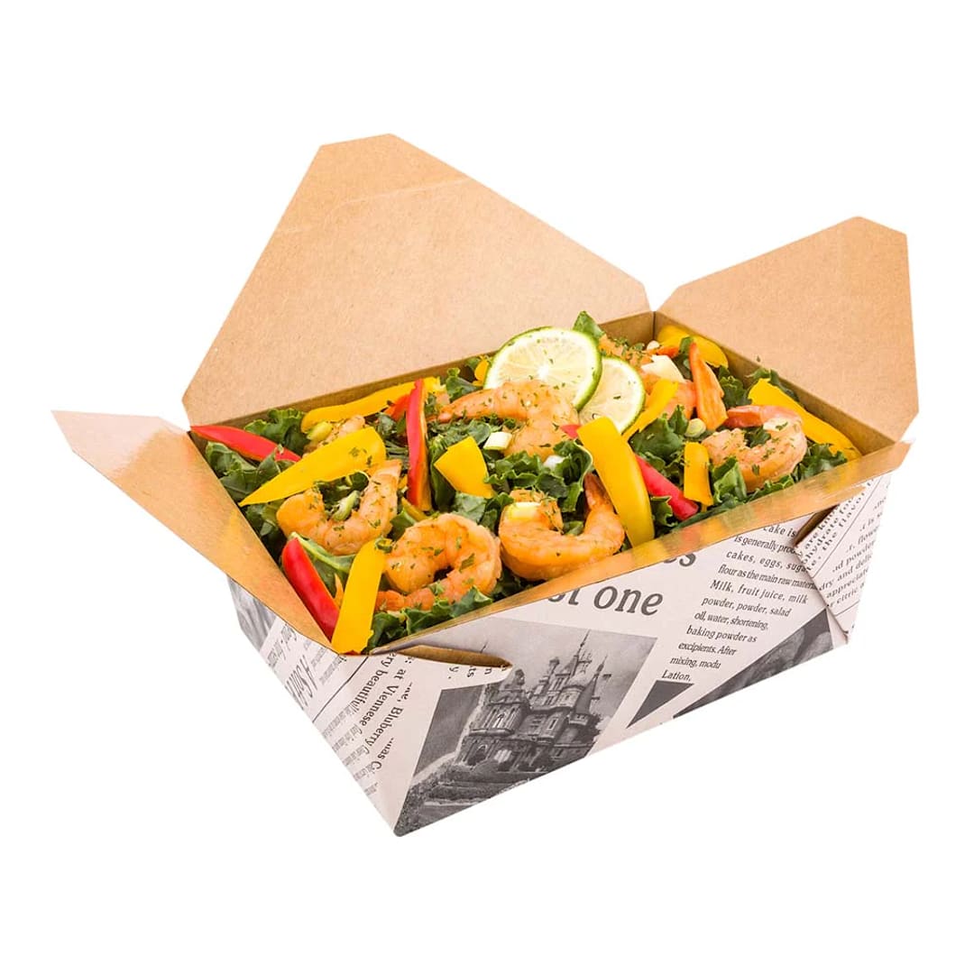 Restaurantware RWA0148NP Newsprint 98 ounce #4 Take Out Box