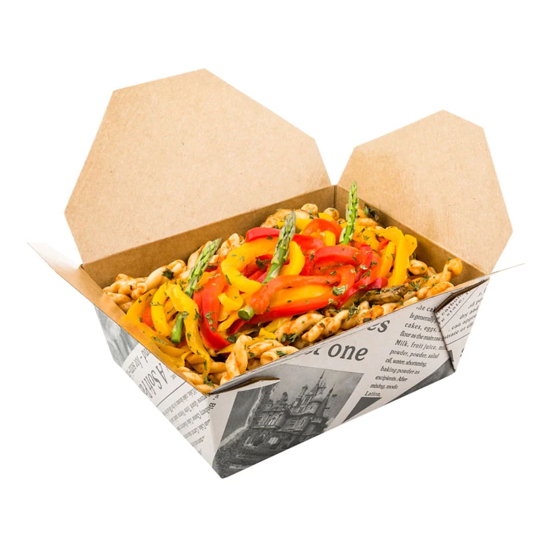 Restaurantware RWA0147NP Newsprint 45 ounce #8 Take Out Box