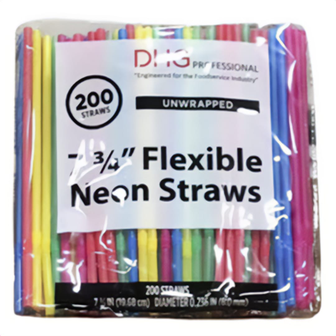 Darling Foodservice Flexible Neon Jumbo 7.75" Straw