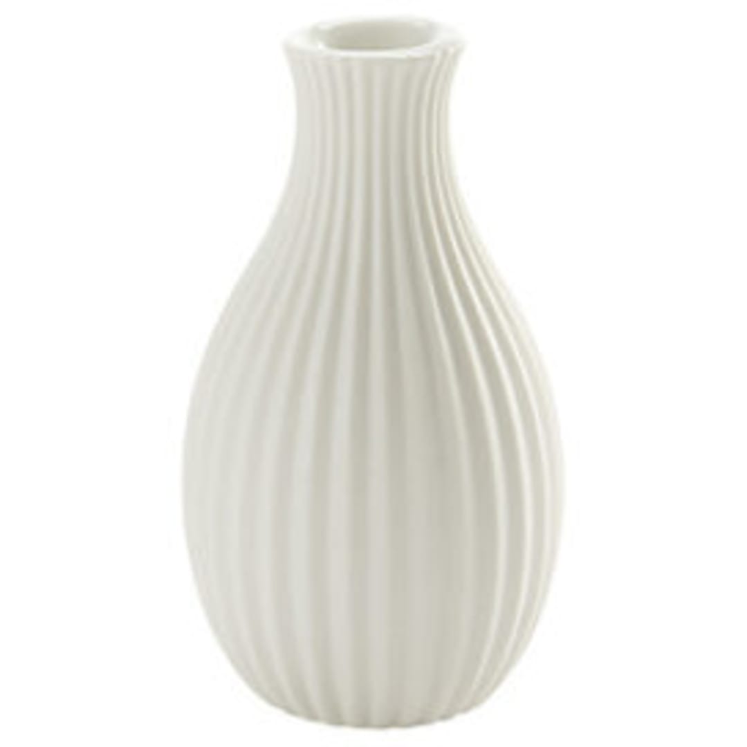 American Metalcraft BVJC4 White Ceramic Fluted Jug Bud Vase