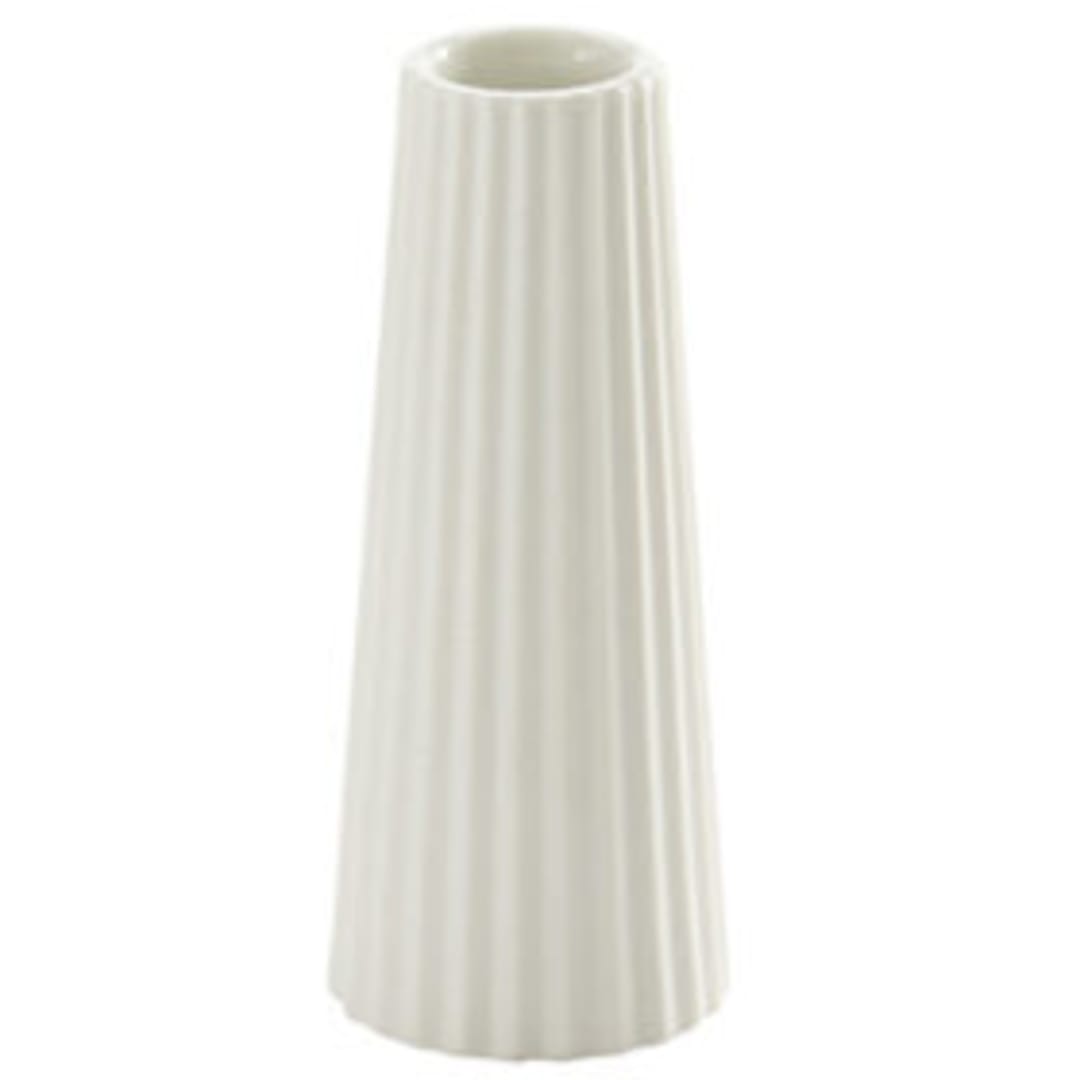 American Metalcraft BVTC4 White Ceramic Fluted Tower Bud Vase