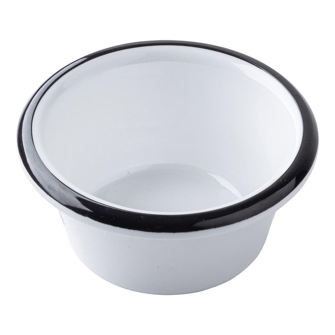 TableCraft 12216 Canteen White/Black 4 oz. Melamine Ramekin