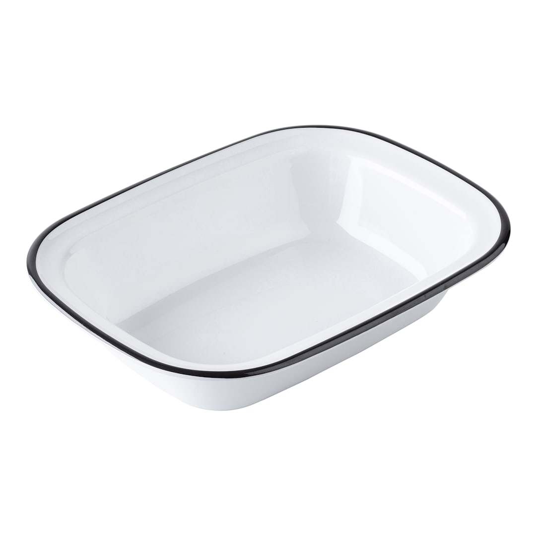 TableCraft 12162 Canteen White/Black 11 x 8.13" Serving Pan