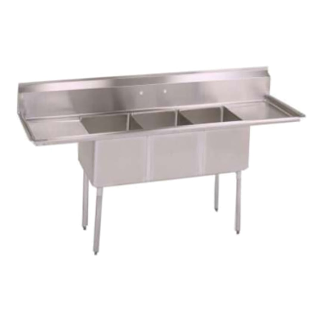John Boos E3S8-1620-12T18 84 x 12-1/2 x 43-3/4 in. 3-Compartment Sink
