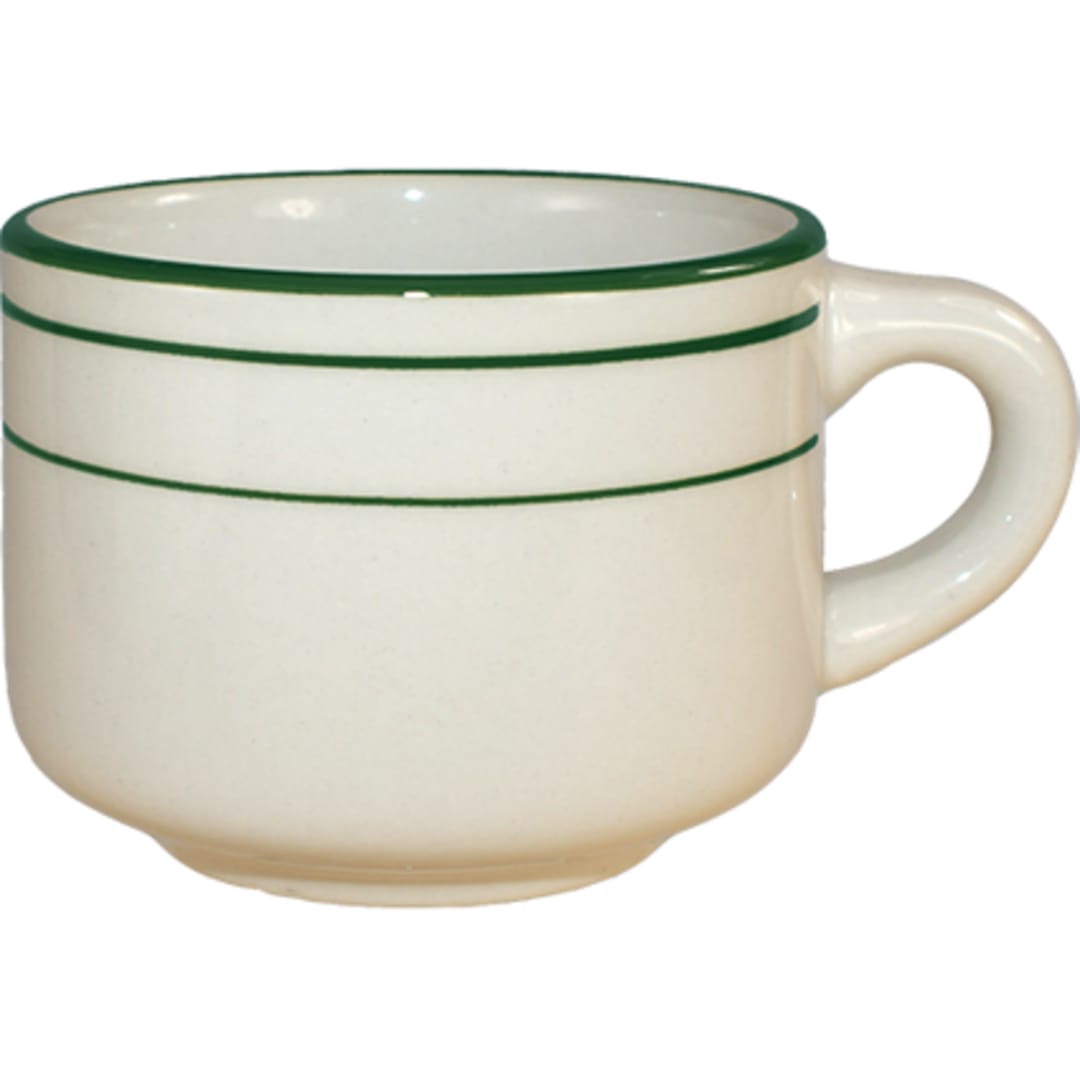 Int'l Tableware VE-23 Verona Am White/Green 7 oz. Stack Cup