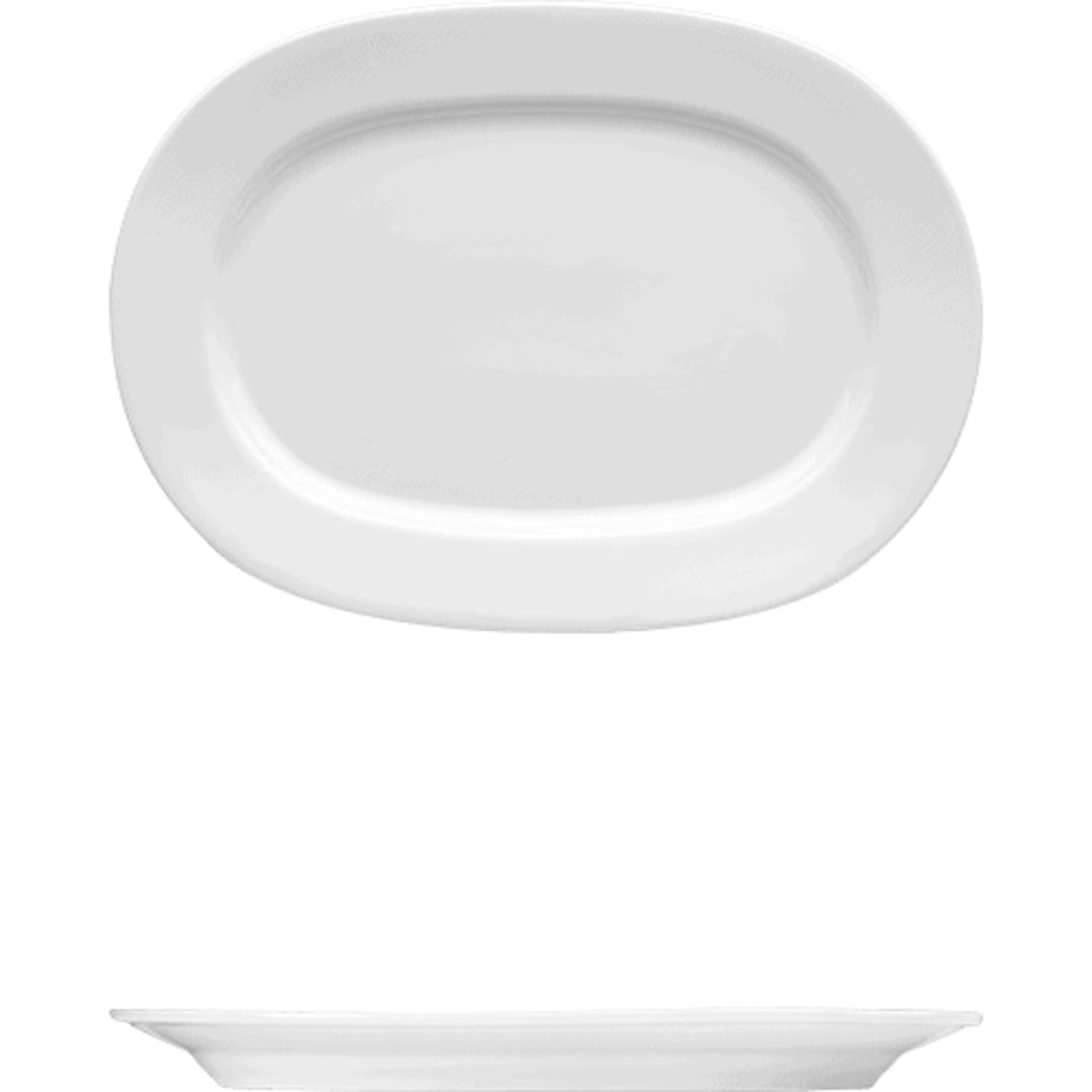 Corby Hall V0060055 Synergy Bright Wht 11.75 x 8.5 Oval Plate - 6 / CS