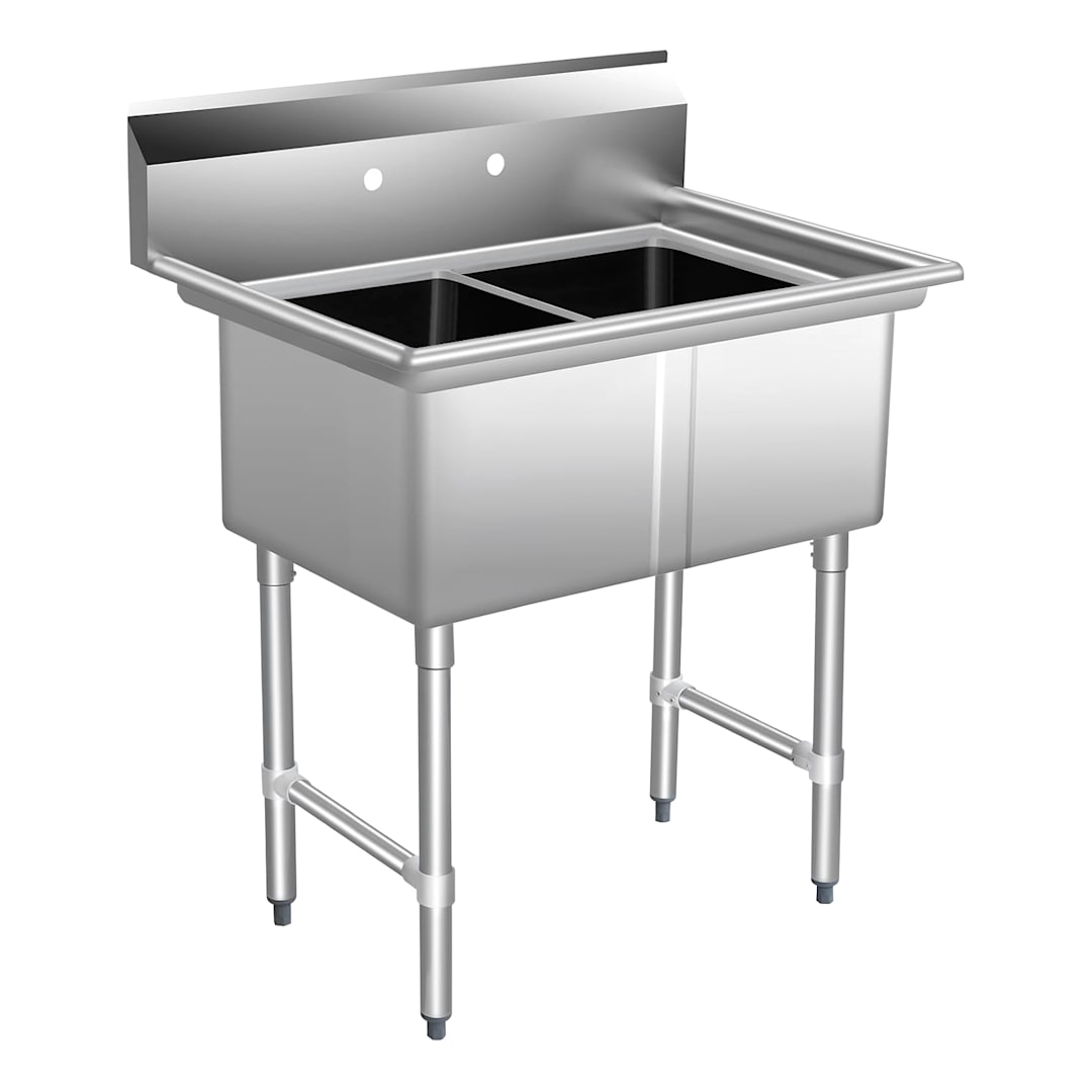 16G 304 16 x 20 x 14 2-Compartment Sink Kit with Legs