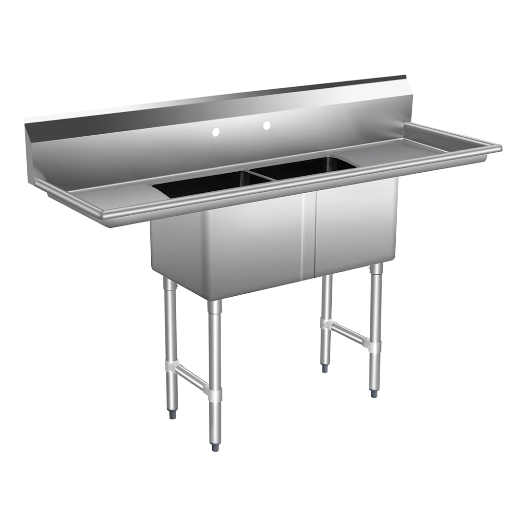 16G Lr18 18 x 18 x 14 2-Compartment Sink Kit with Legs