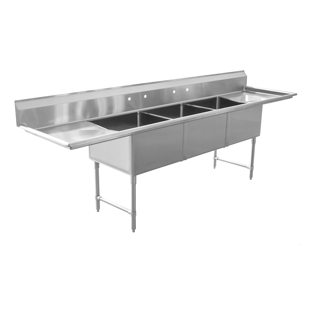 16G Lr24 24 x 24 x 14 3-Compartment Sink Kit with Legs