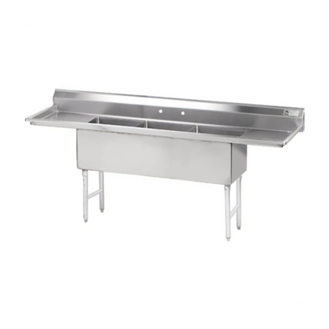 Advance Tabco FC-3-1620-24RL-X 16G 304 S/S 3-Comp. Fabricated Sink