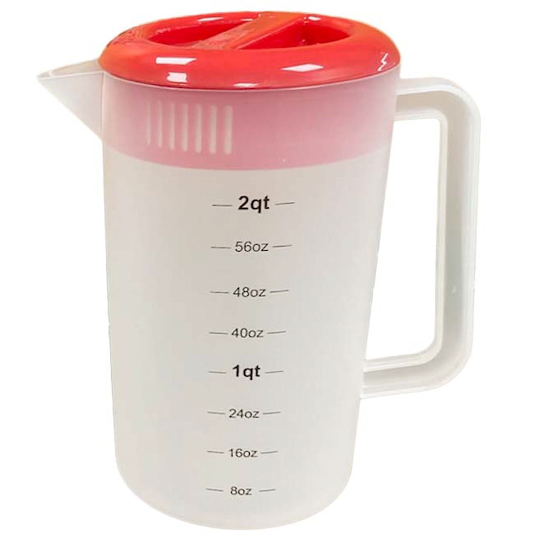 Darling Foodservice Plastic 1/2 Gallon Pitcher with Red Top