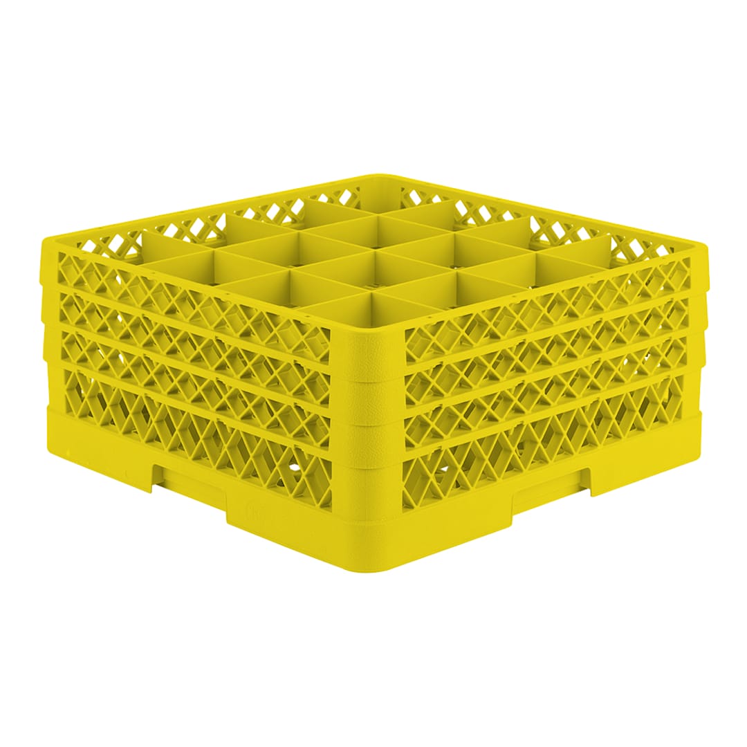 Vollrath TR8DDD-08 Yellow 16 Cmpt Glass Rack with 3 Extenders